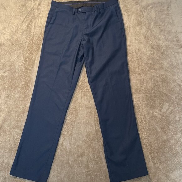 Men's Alberto Cardinali Pants Size 32/32 Flat Zipper Slim Navy Blue Dress Np301 - Picture 1 of 6